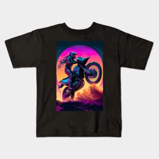 Cyber Future Dirt Bike With Neon Colors Kids T-Shirt